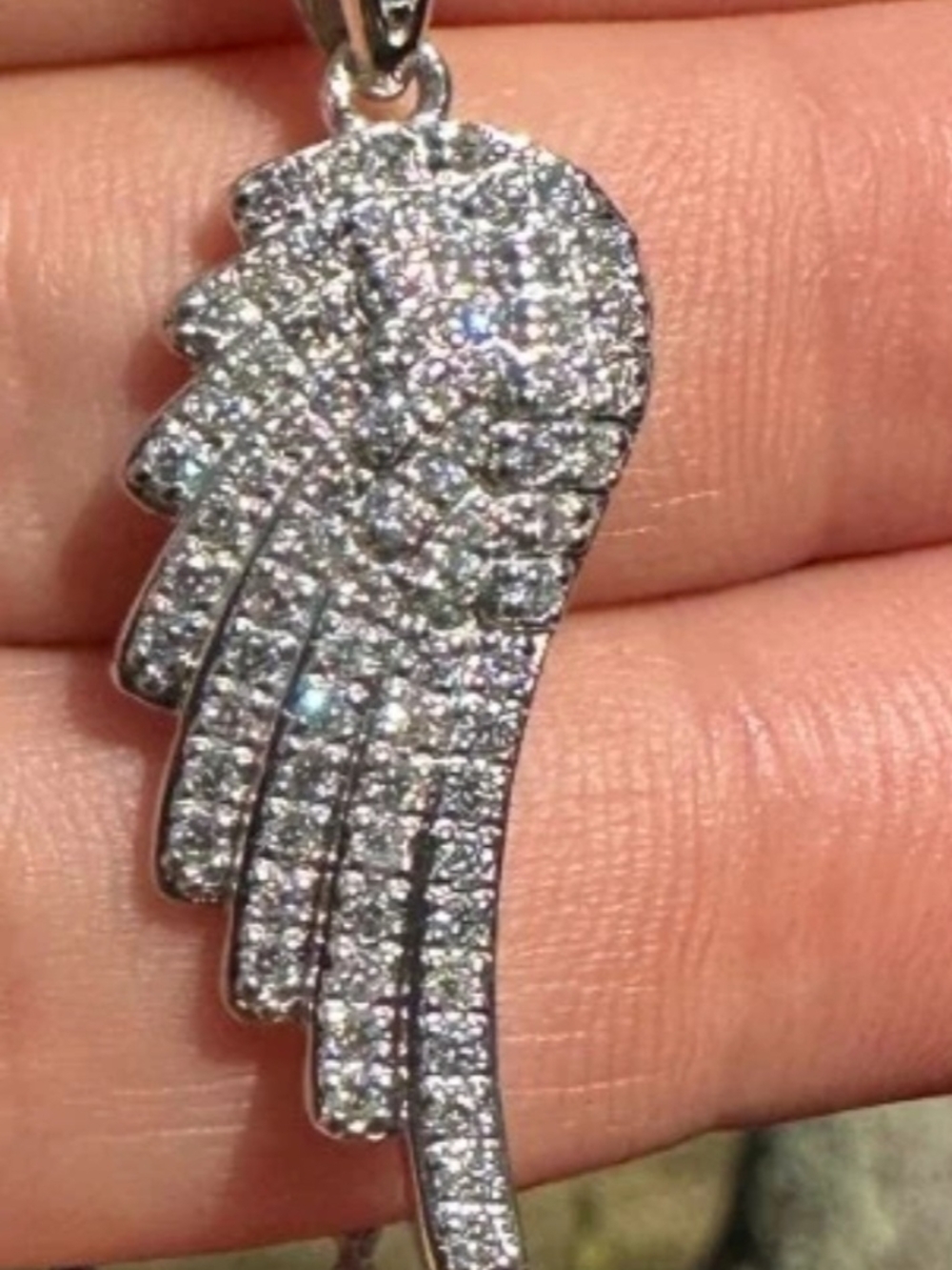 REAL VVS1 MOISSANITE Guardian Angel Wing Necklace Pendant Solid 925 Silver - Picture 11 of 12